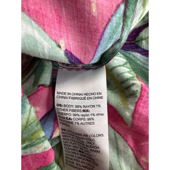 Chicos 2.5 Tropical Floral BlouseTassels pink Rayon Blend Size 14 Womens - Picture 5 of 5
